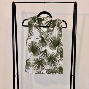 Jungle Leaf Button Up Tank Top